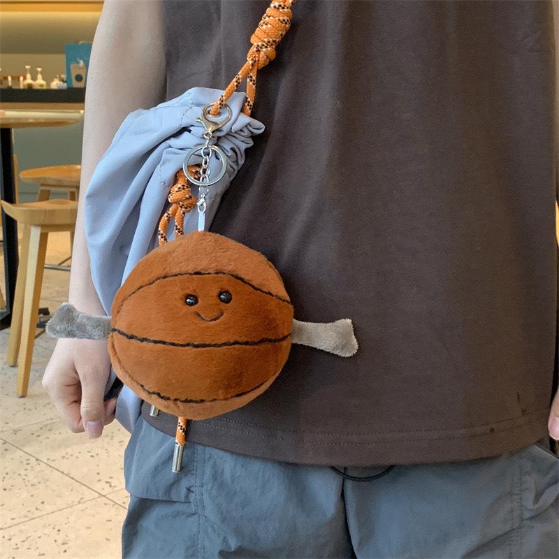 Cross-Border Sports Plush Toy Pendant: Basketball, Football, Volleyball, Badminton, Rugby, Baseball, Tennis Dolls 12cm