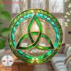 2D Flat Celtic Knot Acrylic Green & Golden St. Patrick's Day Desktop Decoration, Suitable for Wall Decoration, Porch, Room, Villa, Accents Home, Hallw