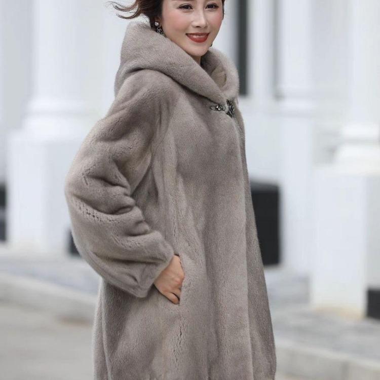 

Winter Thickened Women Fur Coat Mid Length Middle Aged Mother Warm Jacket 6XL сірий