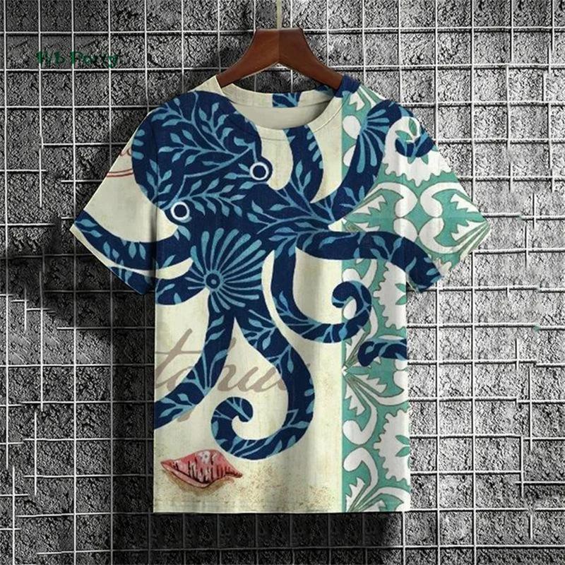 Zomer Rond Hals 3D Japanse Ukiyo-e Patronen Print Top Modieuze Casual Korte Mouw Heren T-shirts