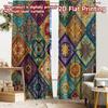 2pcs, 2D FLAT PRINTING Curtains (Without Rod) Mosaic Harmony Holiday Halloween Christmas Printed Curtains Versatile Durable