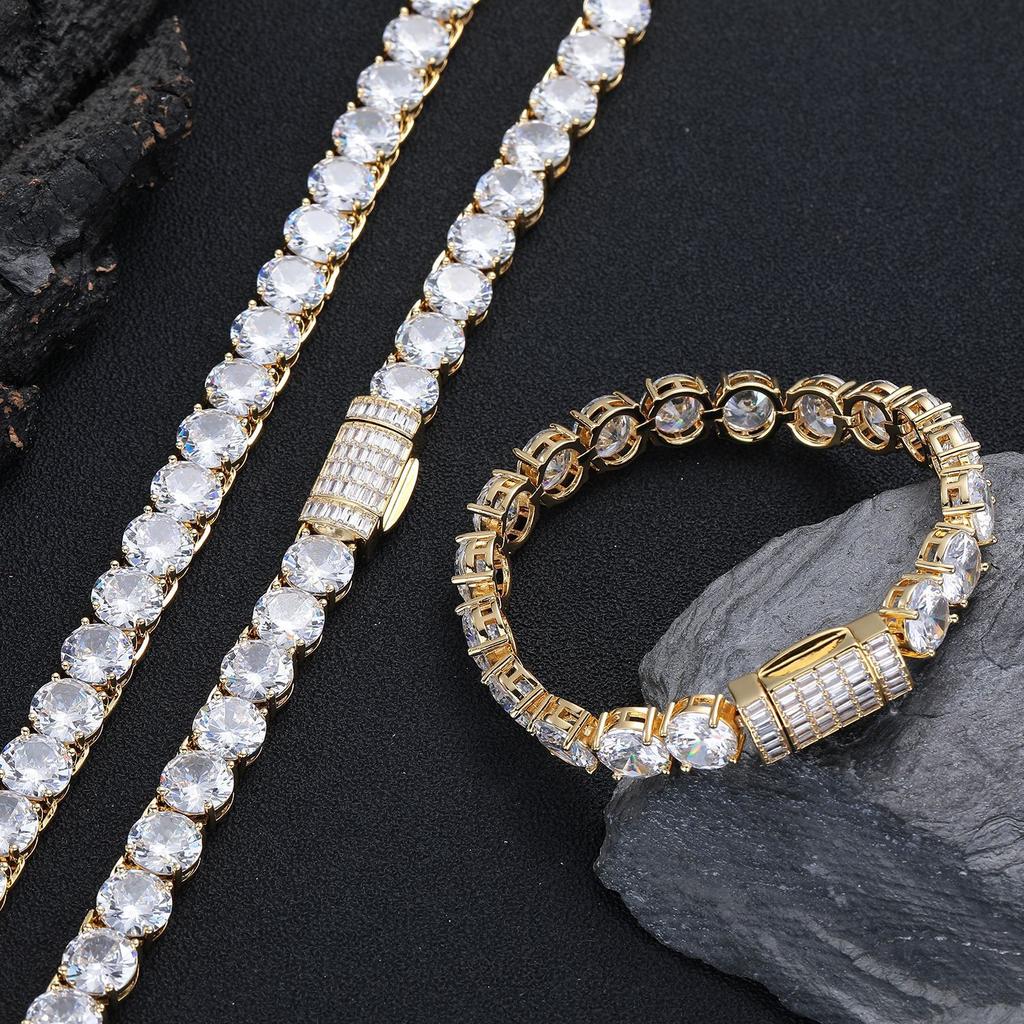 European and American 11mm Copper Zircon Full Set Tennis Chain 1111 Winter Commuter Geometric Round Diamond Jewelry Accessories