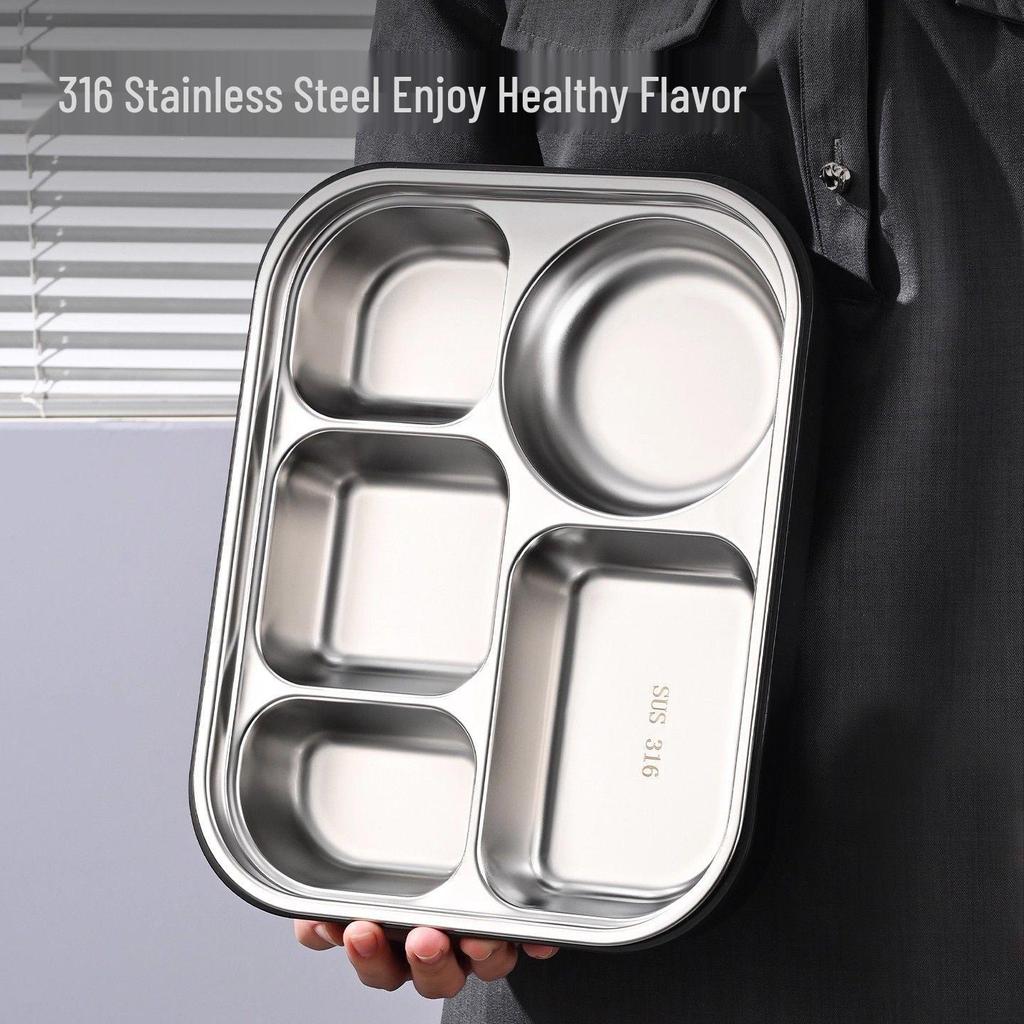 Insulated Lunch Bag with Compartmented Stainless Steel Bento Box for Office or School Meals