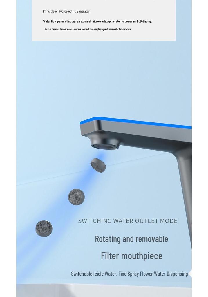 Digital Display Ambient Light Hot and Cold Bathroom Faucet for Vanity and Hand Washing Basin