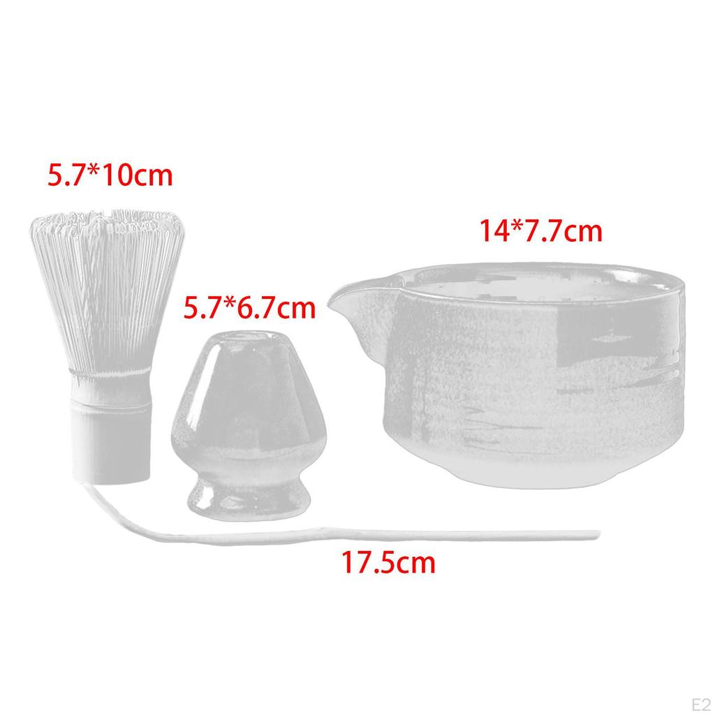 4 Pieces Bamboo Matcha Whisk Scoop and Holder Bowl, Japanese Ceremony Accessory with Tea