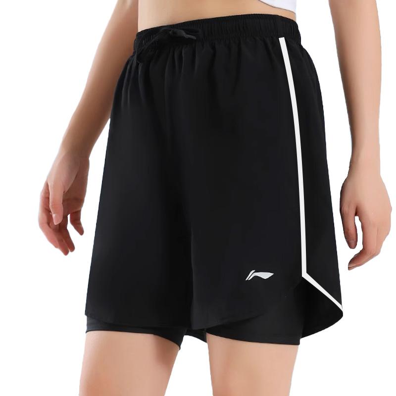 Li Ning Sports Shorts Unisex Classic Black Reflective Strip Design Thin ATSL291-1