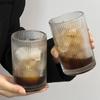 Vintage Vertical Patterned Glass Cup Large Capacity Water Cups Coffee Mug Beverage Cup Cold Drink Cups Wine Glass Wine Glasses