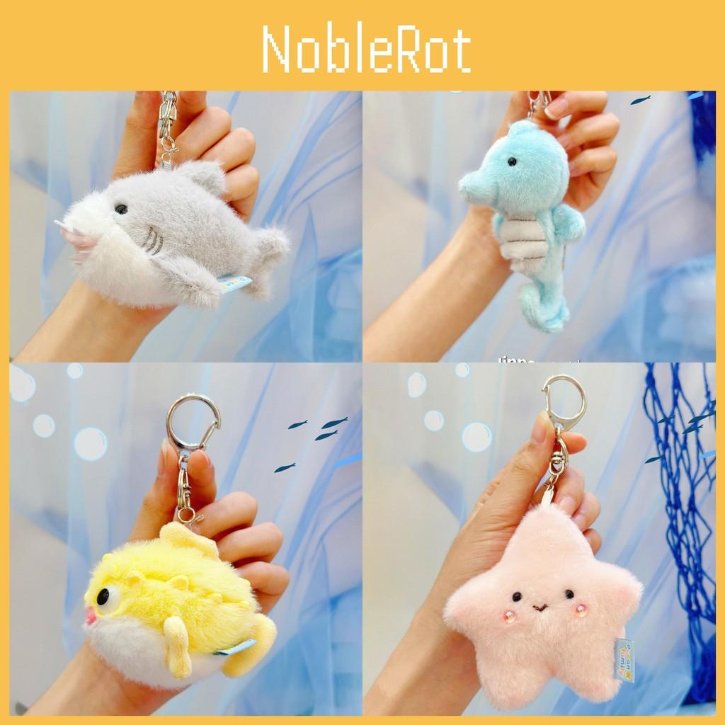 Animals Plush Marine Keychain Turtle Shark Pendant Pressable Decoration Sound