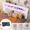 Wooden Bed Frame with Storage In the Headboard, LED Lighting, Integrated Outlets, Modern Platform Bed In White 140 X 200 Cm