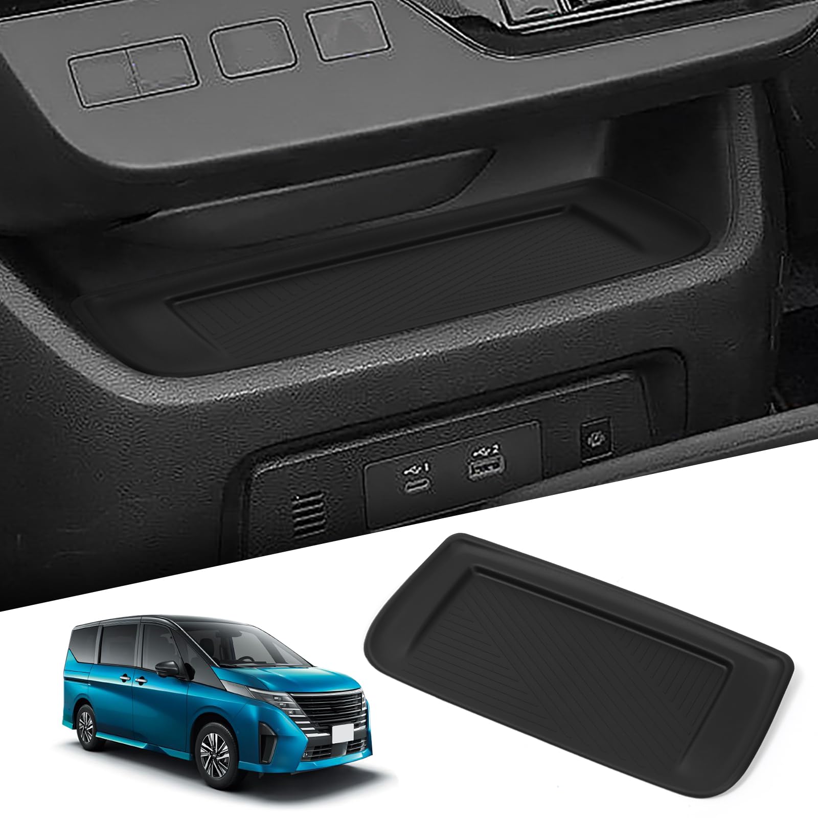 

Беспроводная зарядная панель ZUNDUO для Nissan Serena C28 Резиновый органайзер центральной консоли Силиконовые детали на заказ Защищает от повреждений Предотвращает и устраняет дребезжание чёрный