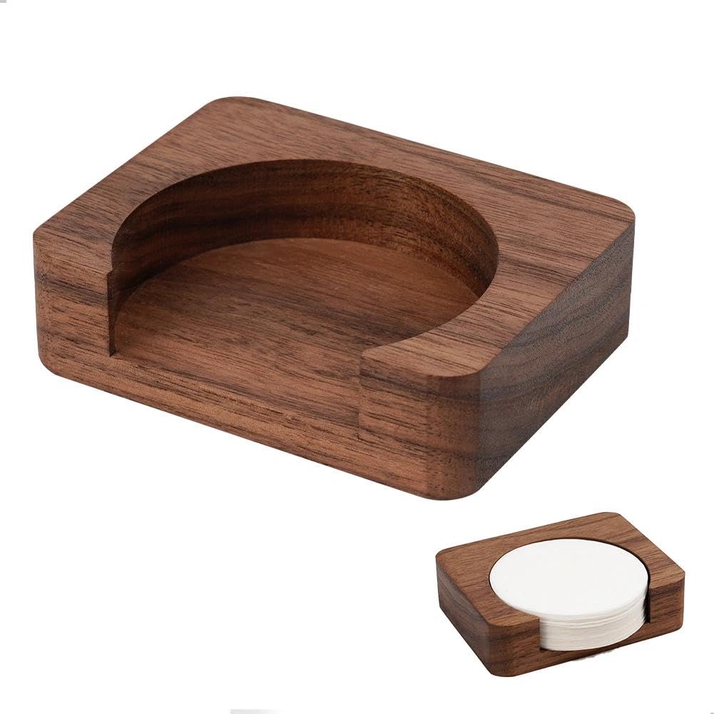 watchget Espresso Paper Filter Coffee Filter Storage Coffee Filter Fits Round Disposable Pack Screen Paper Made of Wood Holder, Container, Dispenser,