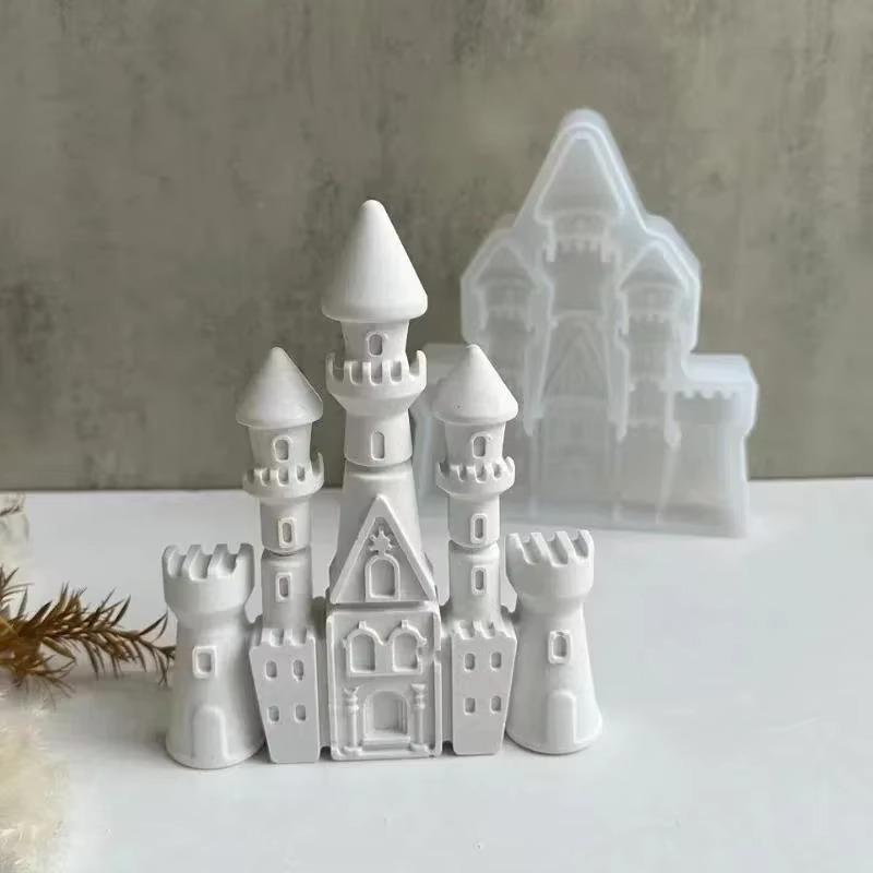 2026 Neuer Europäischer Stil Schloss Kerzen Silikonform Haus Bau Kuchen Schokolade Silikonform Seife Schloss Harz Gips Form
