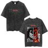 Anime Baki The Grappler Washed Tshirt Hanma Yujiro Gym Short Sleeve Tshirts Men Oversized Cotton Casual Tee Shirts Streetwear