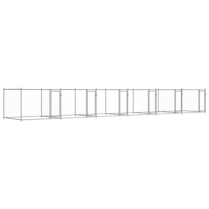 VidaXL Dog Cage with Doors, Dog Kennel, Dog House, Garden Patio Kennel, Grey 12x2x1.5 M Steel 3209577