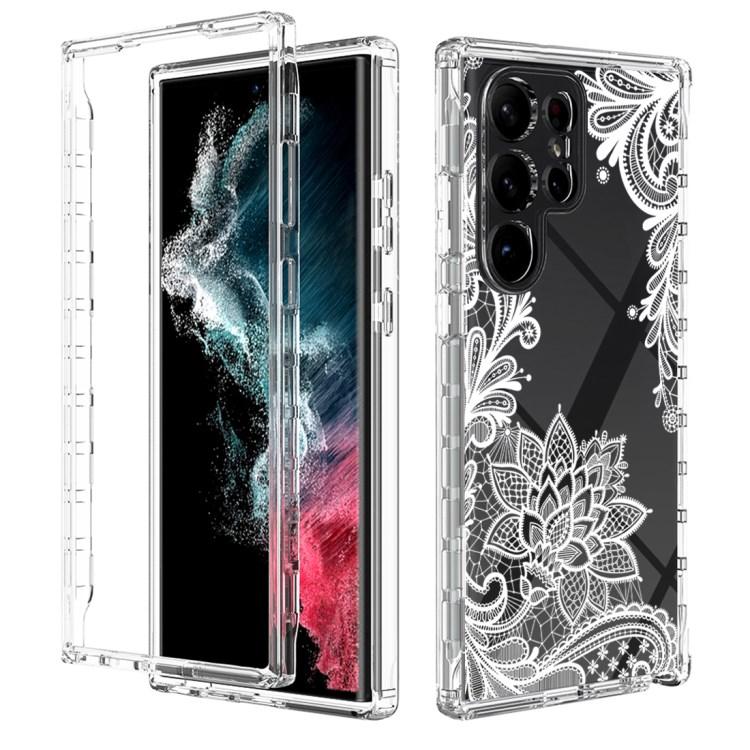 Flower Pattern Printing Transparent Case Shockproof Phone Cover for Samsung Galaxy S23 Ultra TPU Case Clear for Samsung Galaxy S23 Ultra