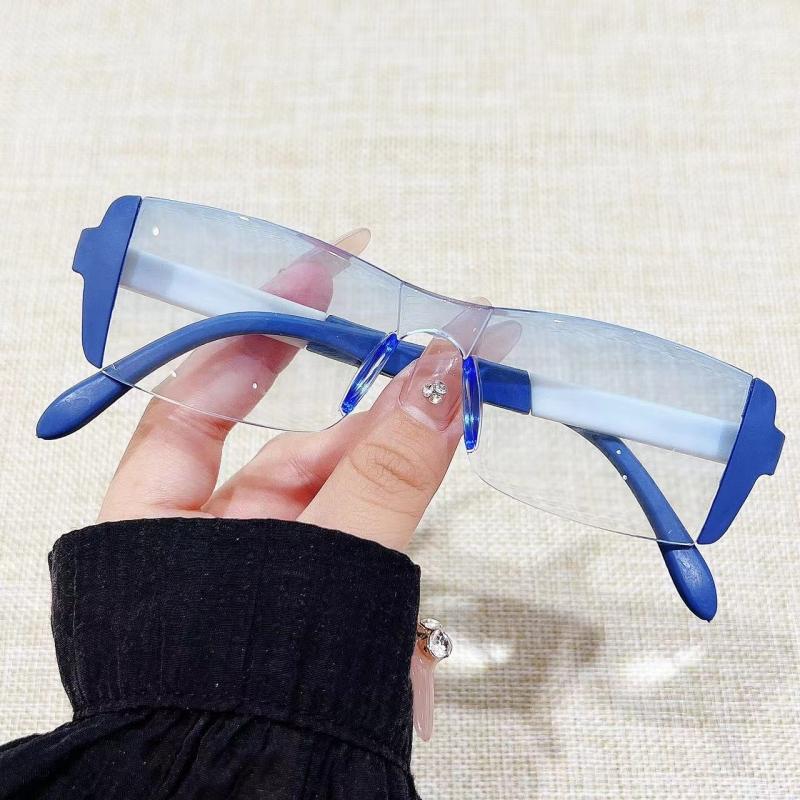 Women Vintage Rimless Bifocal Glasses Luxury Design Far Sight Reading Glasses Square Transparent Presbyopia Eyewear for Man Lady