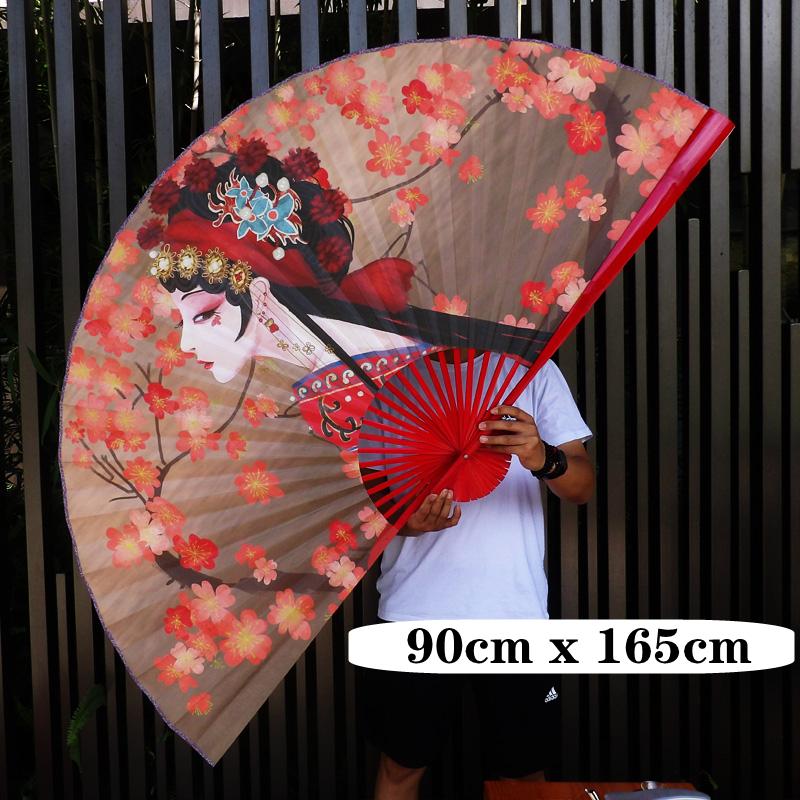 Large Decorative Folding Fan Chinese Classical Peking Opera Prop Fan Wall Mounted Abanico Decorative Background Wall Ventilador