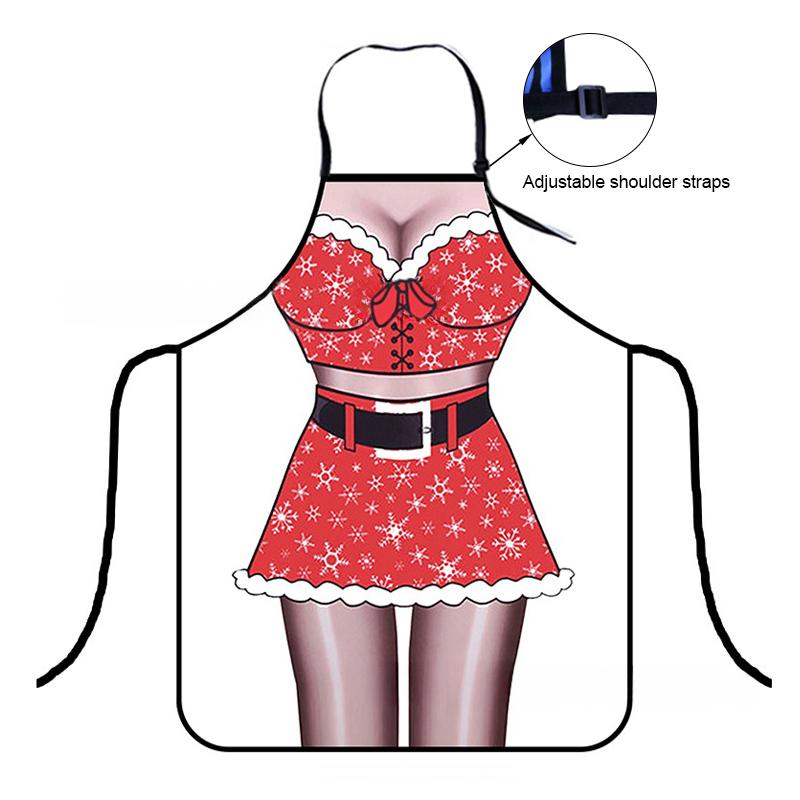 1PC Santa Claus Theme Baking Christmas Apron Home Cooks Apron for Cooking Funny Cartoon Printed Dress-Up & Role Play Unisex
