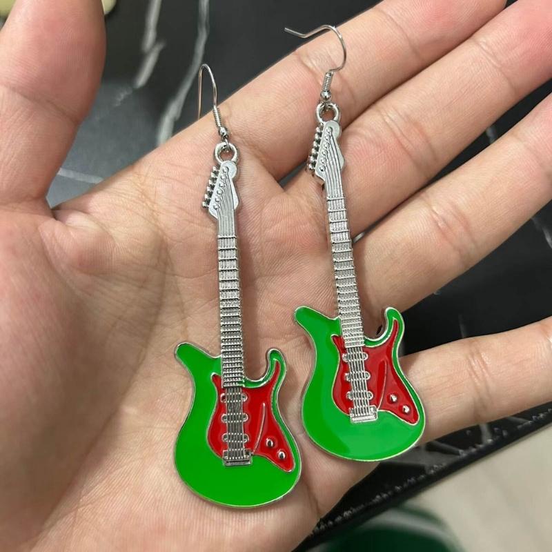 Vintage Guitar Pendant Keychain Bag Pendant Decorations Sweet Cool Dangle Earring Christmas Keyring Y2K Hair Clip