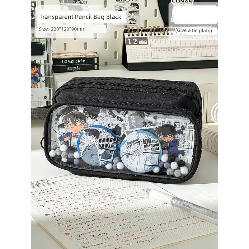 

Grade Three Class Two Secondary Element Cartoon Backpack Pencil Case Student Good-looking Pencil Box Boy Large Capacity New Stationery Box [Transparent pencil case] Black