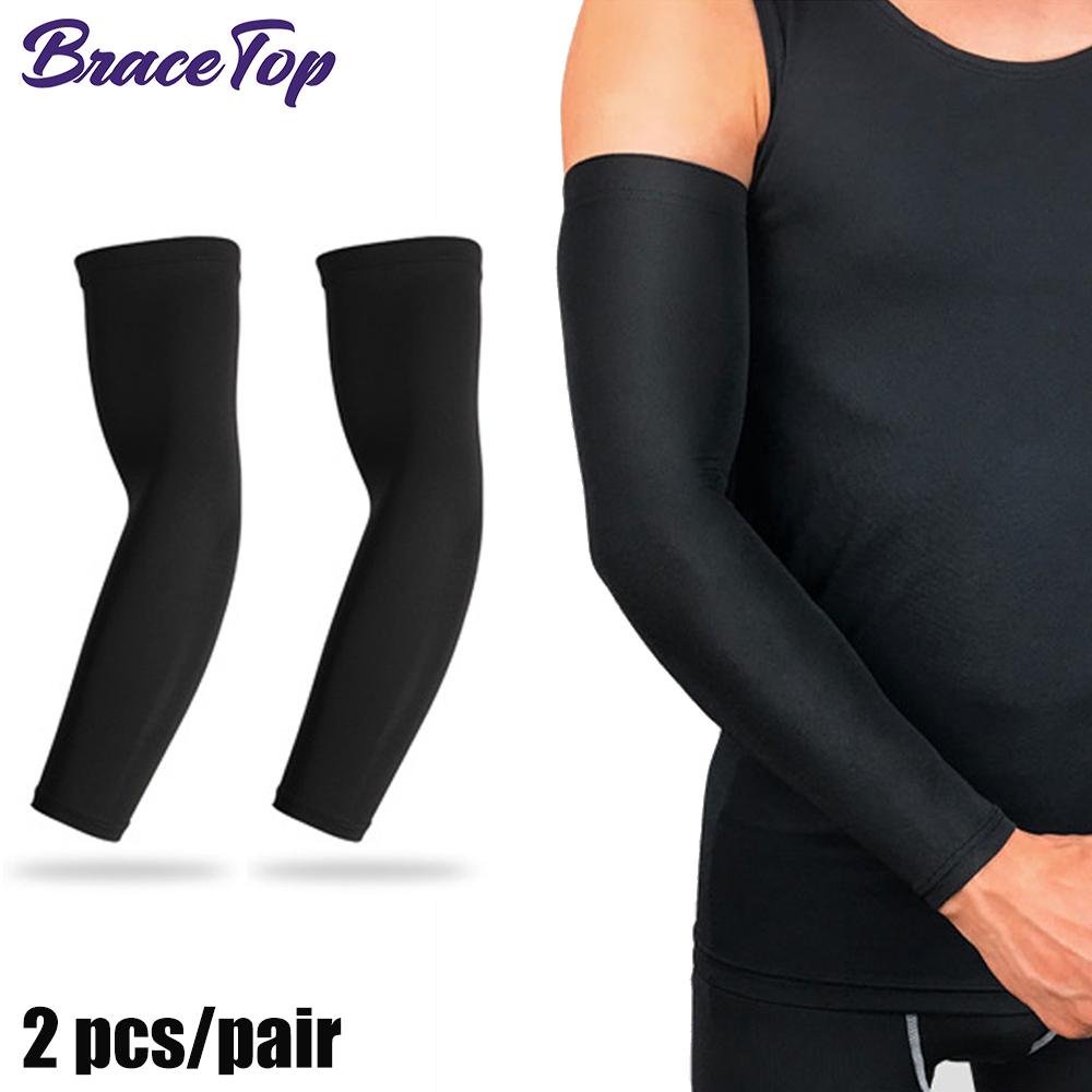 

Bracetop 1 Pair Breathable Quick Dry Uv Protection Running Arm Sleeves Basketball Elbow Pad Fitness Arm Guards Sports Arm Warmer XXL - weight 80-90kg