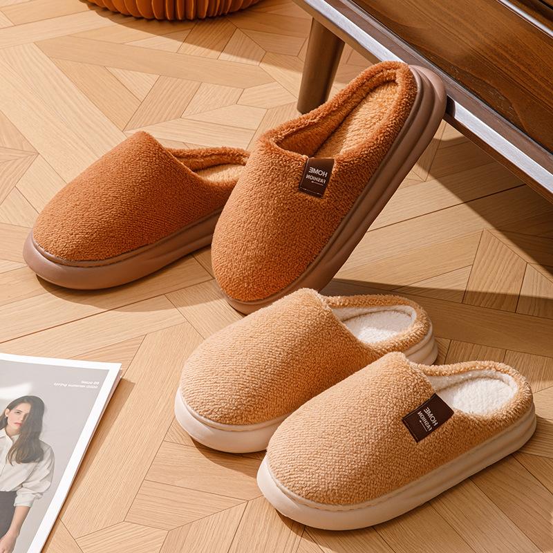 New plush cotton slippers winter home indoor non-slip warm thickened outer wear couple plush cotton mop