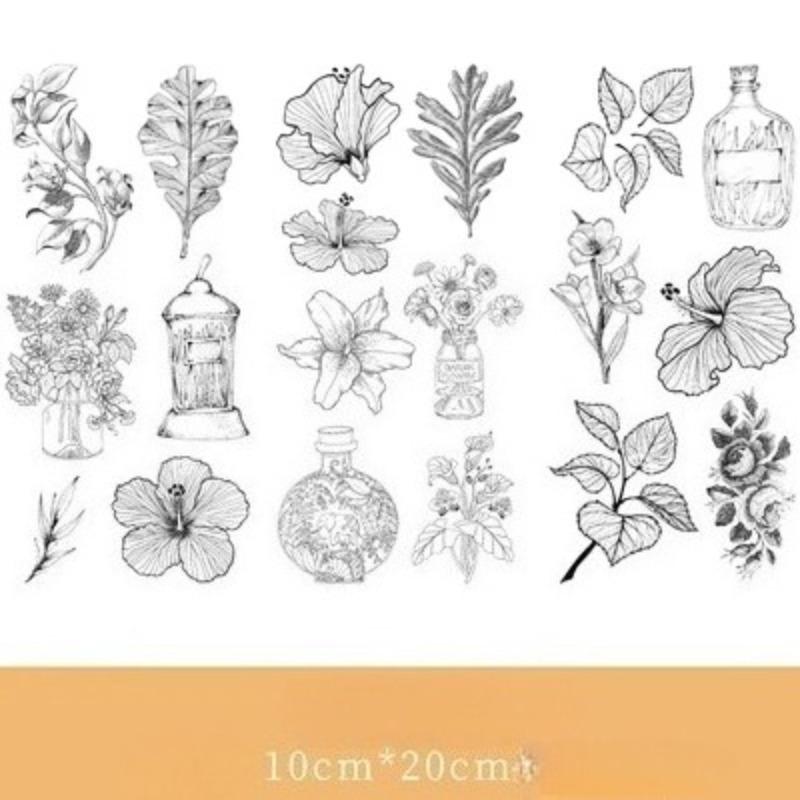 3Pcs Cartoon Flower and Leaf Stickers DIY Diary Stickers Scrapbook Cute Stationery Diary Supplies Material Decoration Stickers