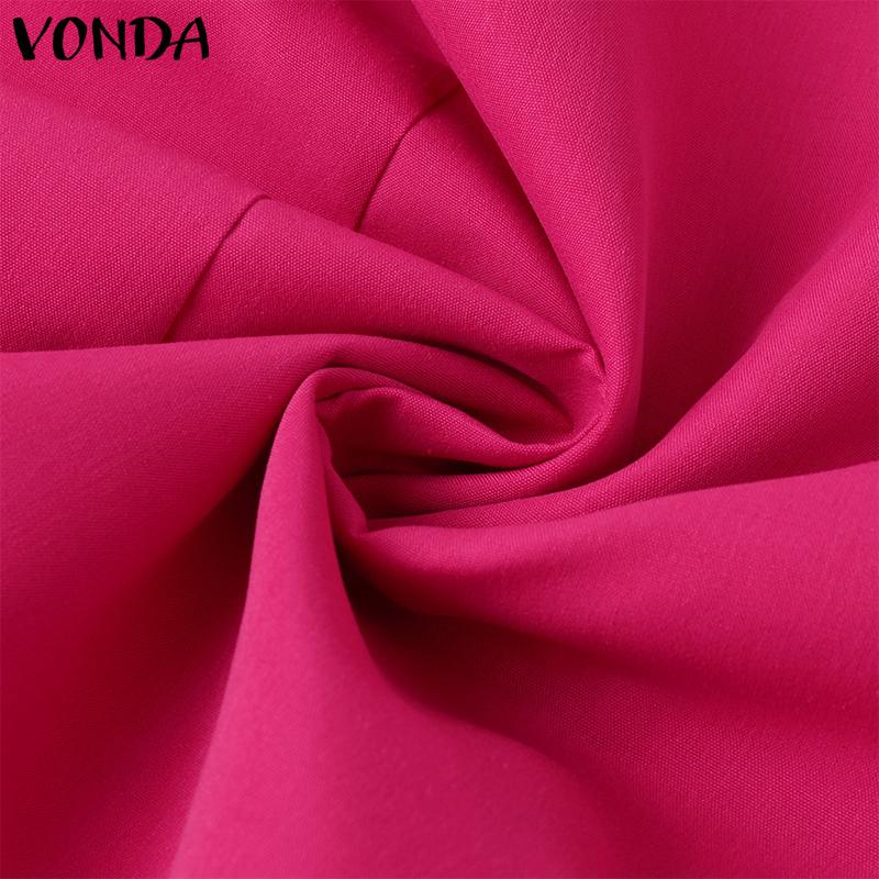 VONDA Kvinner Mote Stand Krage Langermet Ensfarget Ruffle Hem skjortekjoler