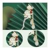 Miaomyao Hairpin, Single Stick Hair Accessory for Kimono/Yukata, Pearl Jade, Silver, "Golden Branches and Jade Leaves" Design, Elegant & Auspicious