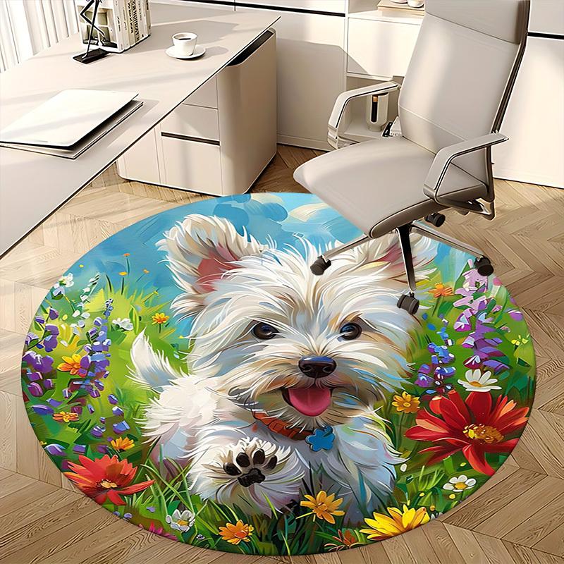 1pc Anime Design Round Carpet Office Chair Mat, Non Slip Rug for Home Decor, All Seasons