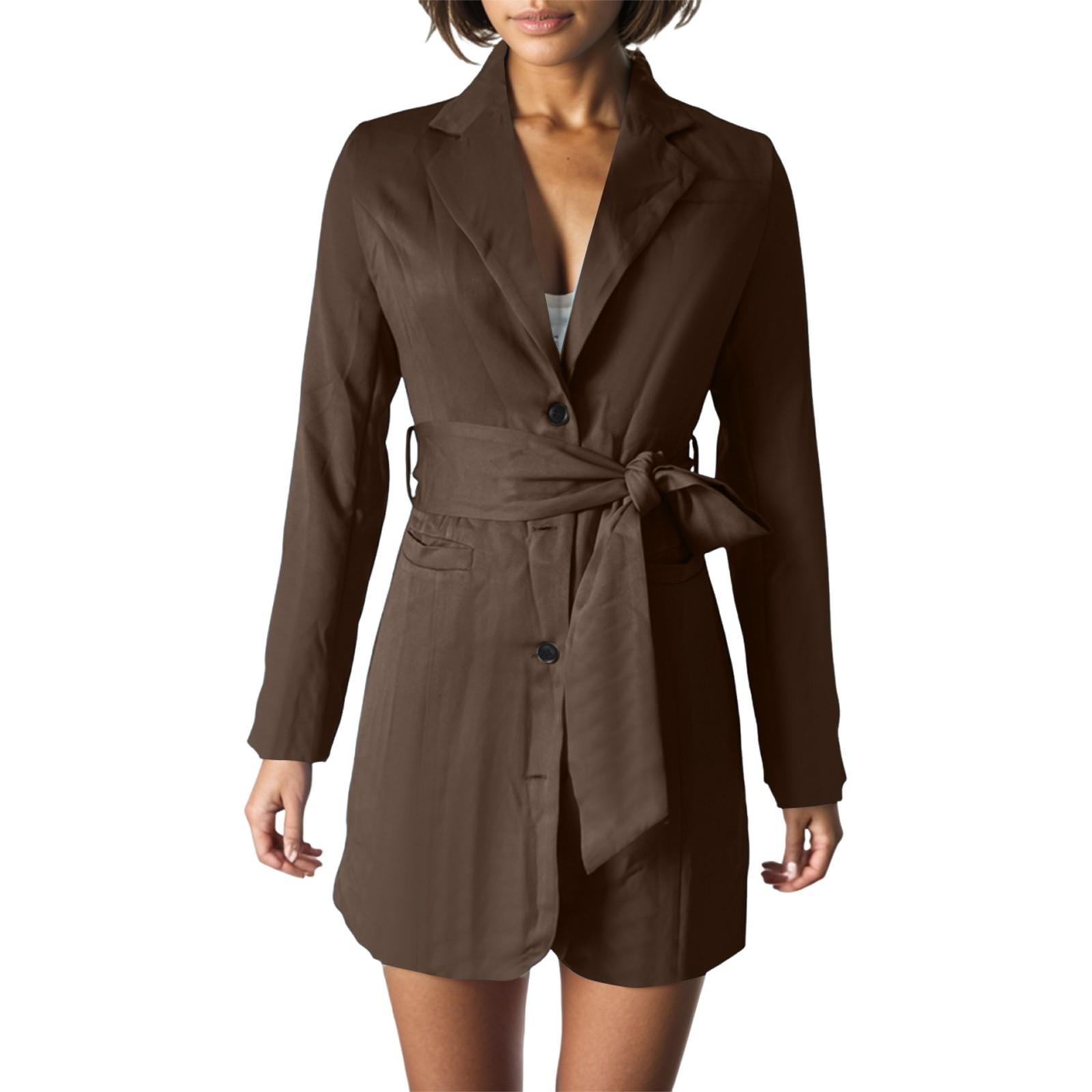 

Женский тонкий топ с завязками и длинными рукавами, миди-пиджак цвета конфет XXL кофейный