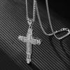 Simple Style Rhinestone Christian Cross Rhinestone Pendant Necklace Personality Fashion Street Domineering Chain Jewelry