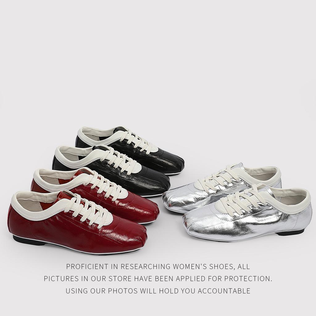 Elegant LaceUp Loafers Women'S Casual FlatBottomed Comfortable ColorMatching Versatile Single Shoes
