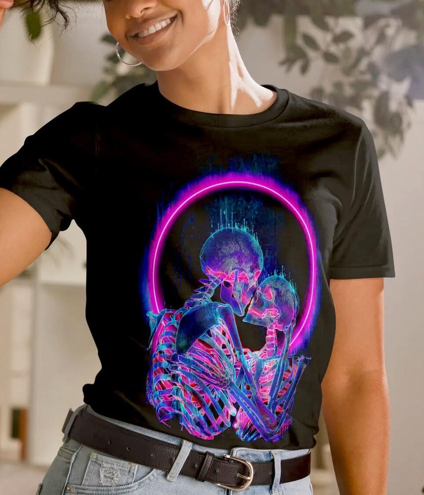 

kawaii Harajuku Gothic Skeletons Lovers Short-Sleeve Unisex T-Shirt 4XL