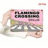 Funny Flamingo Crossing Metal Sign Farmhouse Wall Decor Indoor Outdoor Bar Garage Iron Plate