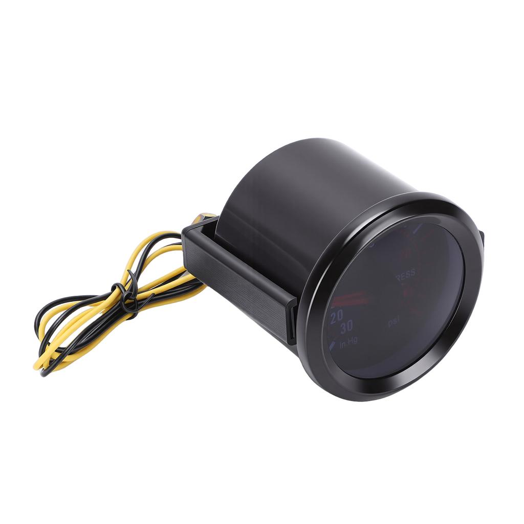 2 Inch Boost Meter Kit Smoked Lens 12V DC for Gas Cars Digital Analog Display Blue LED Backlight Pressure Meter with