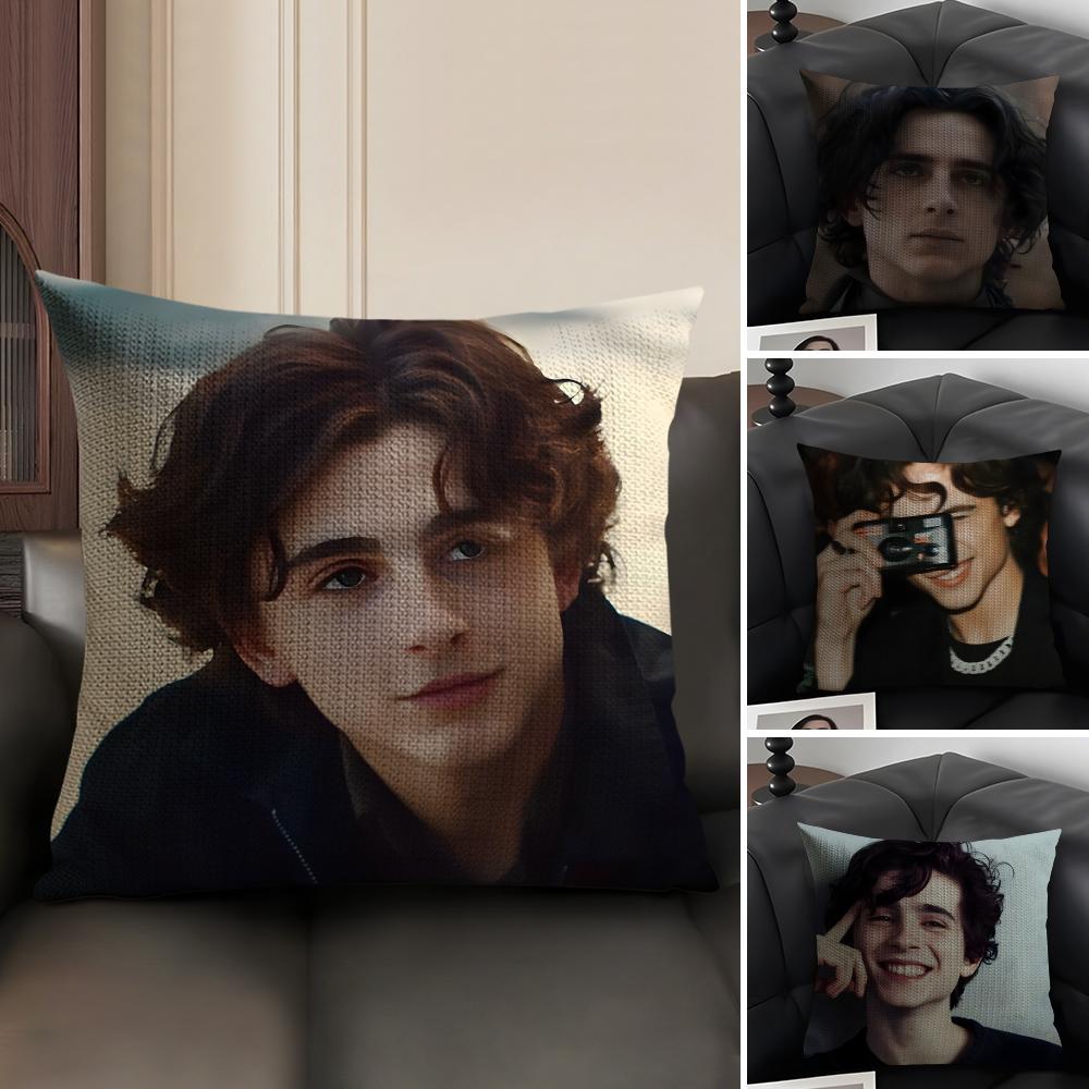 Young Actor Star T-Timothee C-Chalamet Pillow Case Natural Linen Double-Sided Printing Sofa Home Decor Cushion Cover