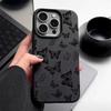Černý pouzdro na telefon s potiskem motýlů, odolné proti nárazům, pro iPhone 16 16E 15 Pro 14 Pro Max 13 12 11, TPU měkký matný zadní kryt proti pádu