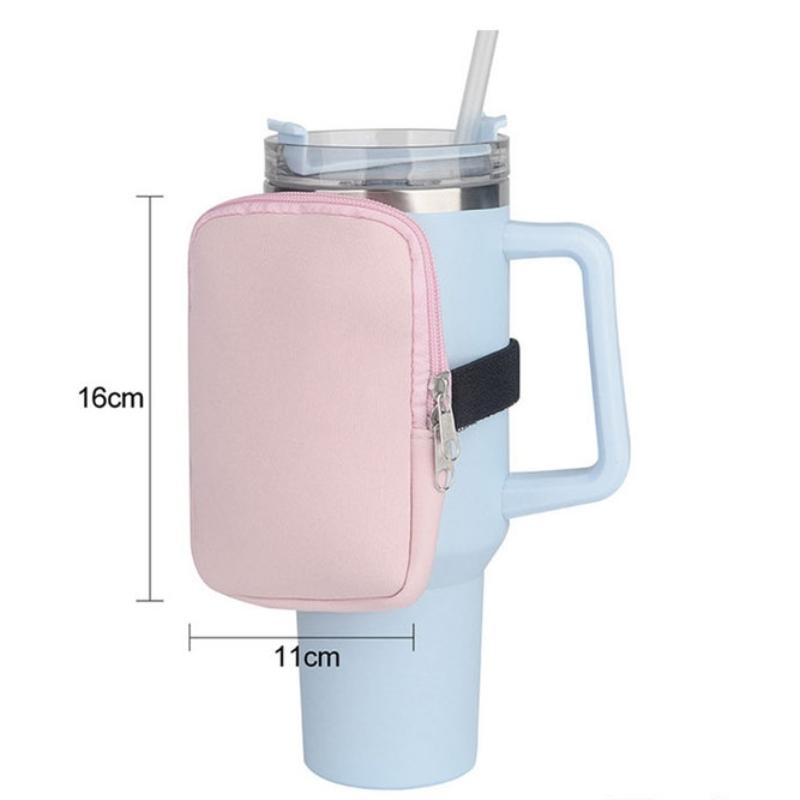 Husă pentru sticlă de apă pentru căni, de culoare solidă, geantă anti-alunecare, geantă multifuncțională pentru monede, chei, portofel, geantă pentru căști