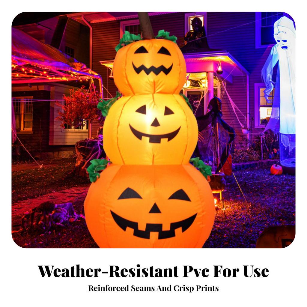 Inflatable JackO'Lantern Stack | Lightweight PVC Material, Stacked Pumpkin Figure, for Yard