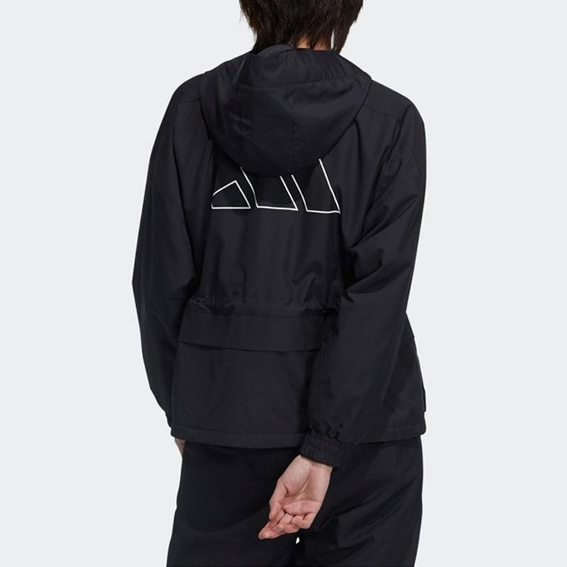 Adidas Cny Series Jacket Sports Training Printed Woven Hooded Jacket Women Jackets Black GP0624