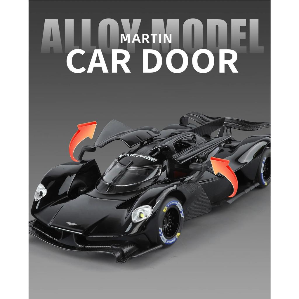 Modèle de voiture de sport en alliage Aston Martin Valkyrie 1/24 Métal moulé sous pression Véhicules Super de Course Modèle de Voiture Haute Simulation Son et Lumière Jouet Cadeau pour Enfants