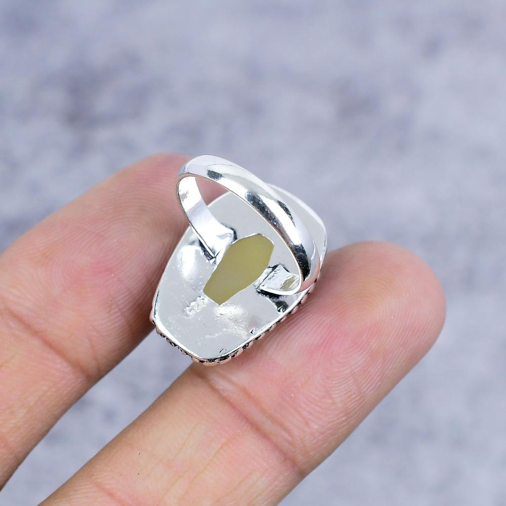 Yellow Onyx Gemstone Handmade 925 Sterling Silver Jewelry Ring Size 7 M-2618