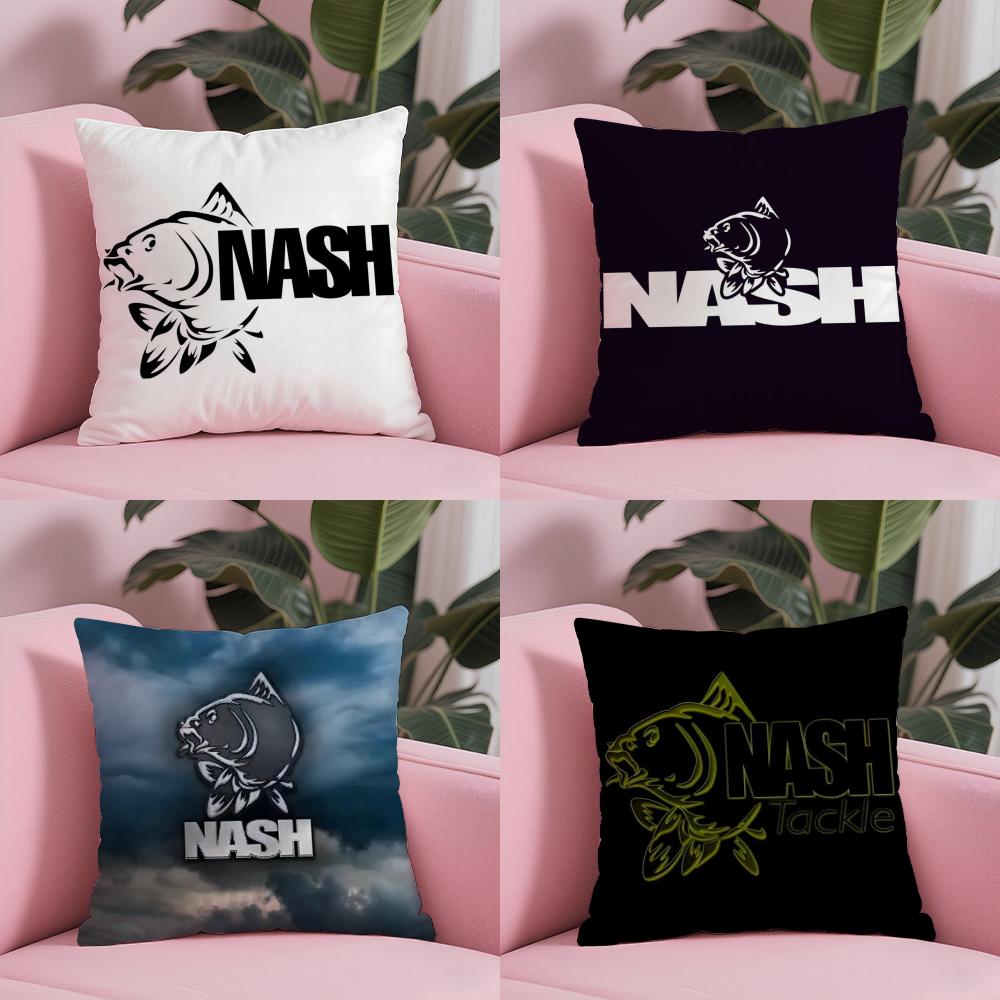 Nash Fishing logo Pillow Case Soft Plush Fabric Double-Sided Printed Cushion Cover Warm Winter Sofa Pillow Case