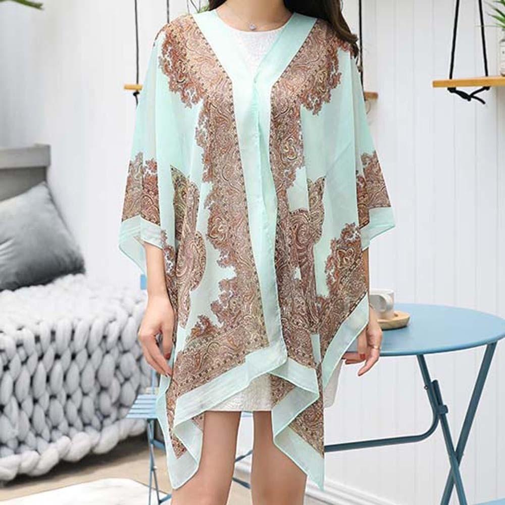 With Buckle Sunscreen Thin Large Scarf Breathable Seaside Vacation Cloak  for Mom