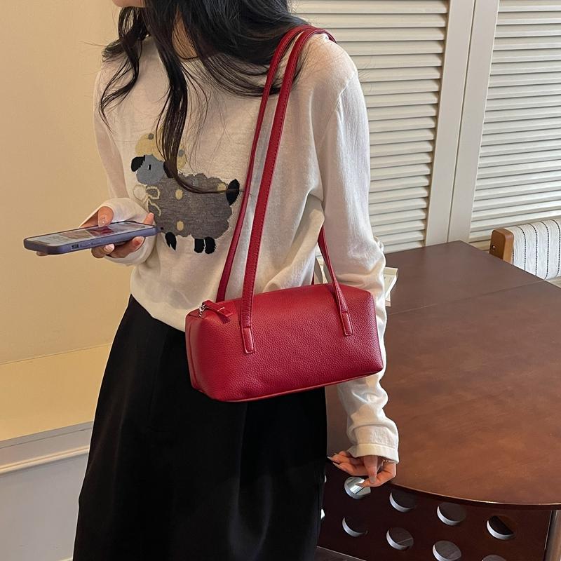 Solid Color Shoulder Bag Large Capacity Underarm Bag