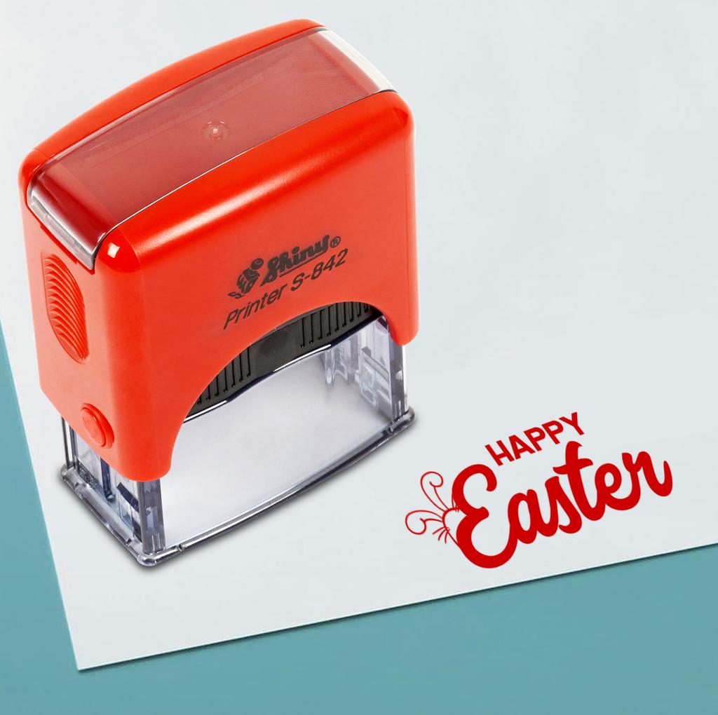 Printtoo Happy Easter Self Inking Rubber Stamp Pre,Inked Office Stamp, Home Office Business Stationery, 38 x 14 mm,