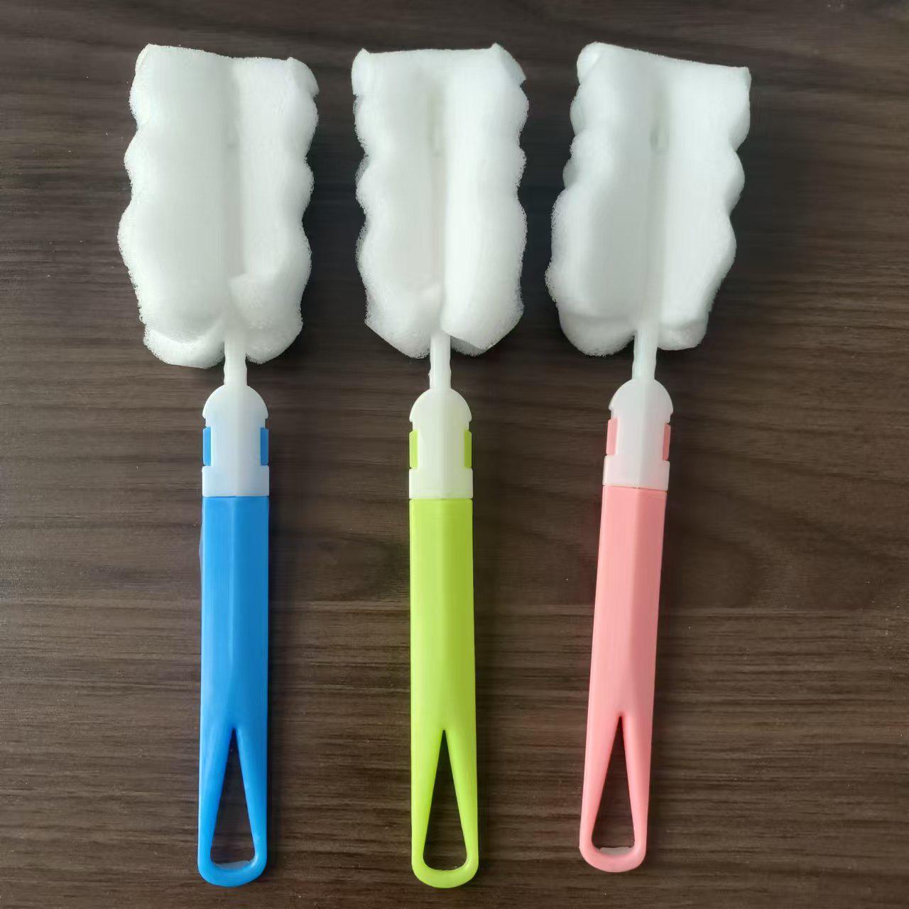 Съемная длинная ручка Губка-щетка для стаканов и чашек - Идеально подходит для термокружек, бутылок и детских бутылочек Pink OPP Bag