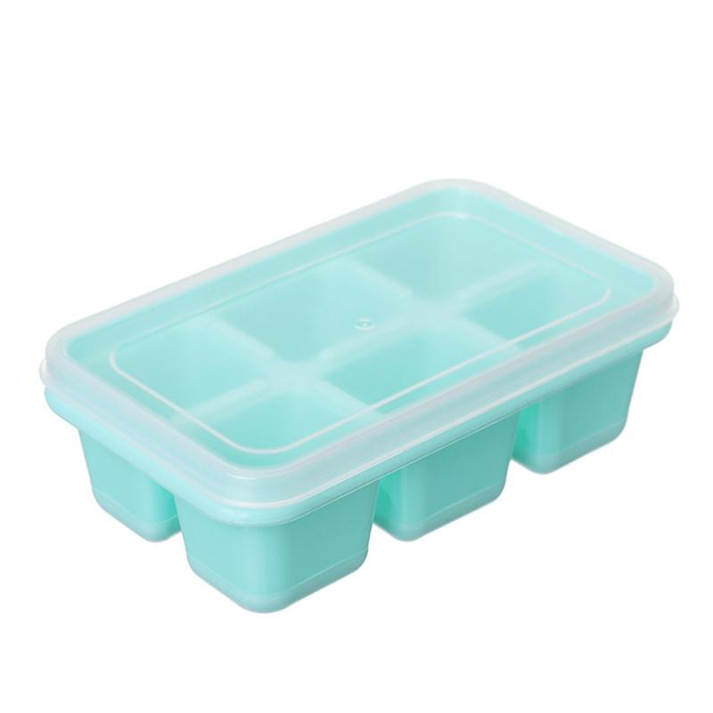 Silicone Ice Cube Mould With Diy Lid 6 Grid Soft Bottom Ce Cube Mold Square Fruit Ice Cube Maker Tray Kitchen Bar Tools Acces