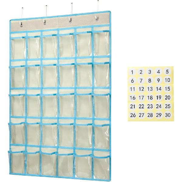 KEEPJOY Classroom Pocket Chart Organizer,Cell Phones Calculator Holder for Classroom Storage, Hanging Wall Door Calculator Phone Caddy for Classroom.